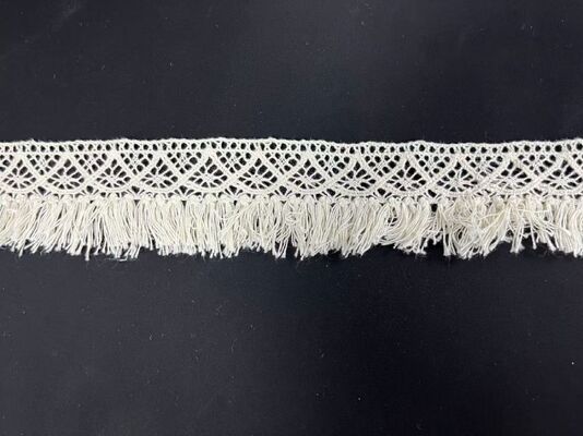 Quality 100% Cotton Tassel Lace Trim, 4.5cm Width Hollow Crochet Fringe Lace Border for Dress, Skirt, Home Textile DIY Decoration factory