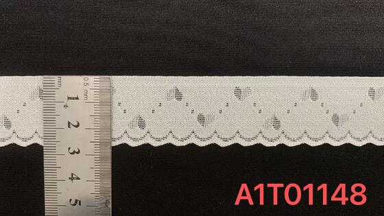 Quality 2.7cm Nylon Spandex Elastic Lace Trim with Hollow Heart Cutout and Scalloped Wave Edge for Lingerie Decoration factory