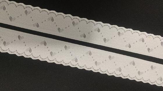 Quality 2.7cm Nylon Spandex Elastic Lace Trim with Hollow Heart Cutout and Scalloped Wave Edge for Lingerie Decoration factory