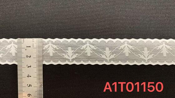 Quality 2.7cm Width Breathable Nylon Spandex Elastic Lace Trim with Continuous Leaf Hollow Pattern for Lingerie and Dress Decoration factory