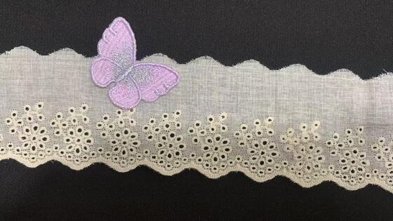 Quality 6.5cm Cotton Chicken Lace Trim with Small Daisy Eyelet Cutout and Double Scalloped Edge for Dress Garment Lingerie factory