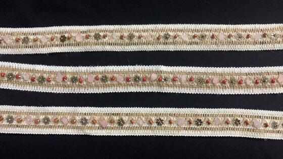 Quality Bohemian Woven Jute Lace Trim, Wooden Bead & Metal Flower Embellished Decorative Tape factory