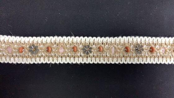 Quality Bohemian Woven Jute Lace Trim, Wooden Bead & Metal Flower Embellished Decorative Tape factory