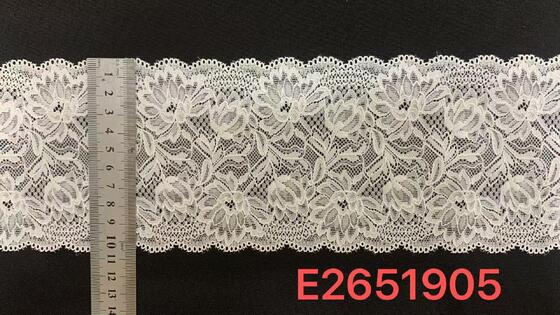 Quality 4 Way Elastic Stretch Lace Trim with Floral Pattern and Scalloped Edge for Lingerie and Swimwear factory