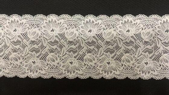 Quality 4 Way Elastic Stretch Lace Trim with Floral Pattern and Scalloped Edge for Lingerie and Swimwear factory