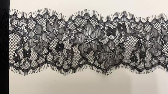 Quality Non-Stretch Nylon Eyelash Lace Trim with Hollow Floral Pattern and 10.5CM Width for Wedding Dress Decoration factory