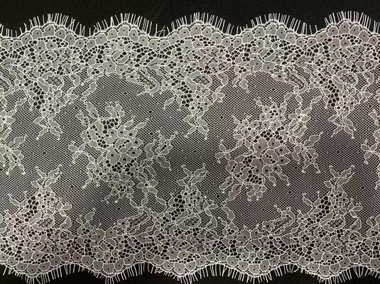 Quality White Eyelash Non-Elastic Nylon Lace Trim Romantic Floral Lace for Evening Gown Garment Accessories factory