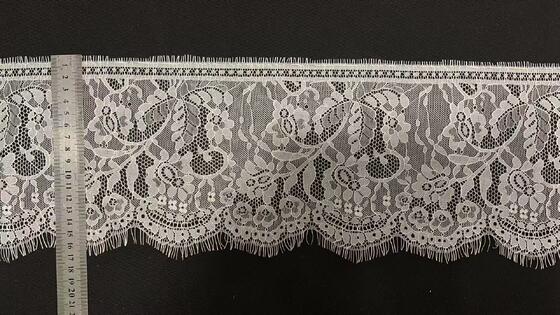 Quality Bulk Supply Pure Nylon Eyelash Lace Trim with 17cm Width and Hollow Floral Pattern for Formal Dress Decoration factory