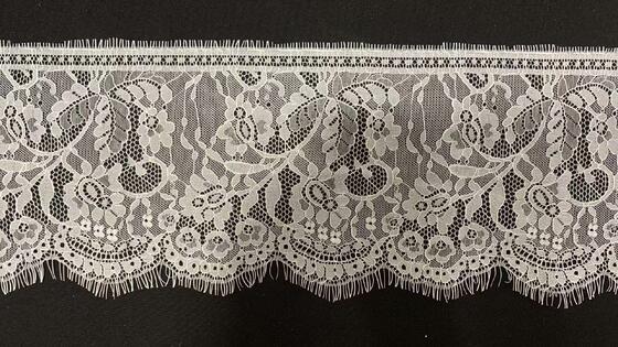 Quality Bulk Supply Pure Nylon Eyelash Lace Trim with 17cm Width and Hollow Floral Pattern for Formal Dress Decoration factory