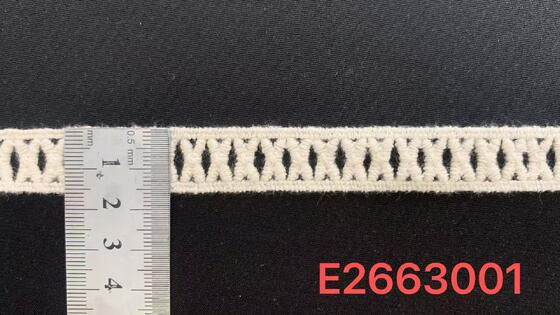 Quality 1.5cm Cotton Water Soluble Lace Trim with Neat Rhombus Hollow Design and Soft Cotton Material for Clothing and Home Textile factory