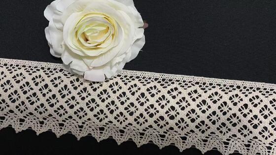 Quality 8cm Crochet Cotton Lace Trim  Hollow Crochet Cotton Lace Ribbon Knitted Lace Edging for Garment Home Textile Decoration factory