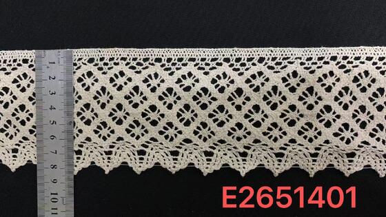 Quality 8.5cm Cotton Crochet Lace Trim with Rhombus Weave and Breathable Design for Apparel and Home Textiles factory