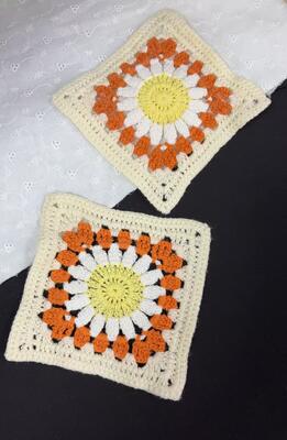 Quality Cotton/Polyester Snag-resistant embroidery patch  Crochet Flower  Square Patch, Floral Crochet Applique for Clothing Decoration factory