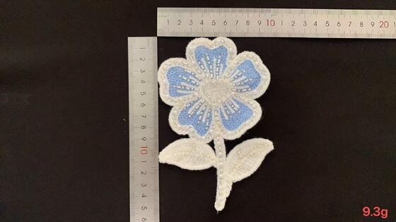 Quality Machine Towel Embroidery Lily Patch, Beaded Floral Embroidered Applique for Clothing Decoration factory