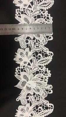 Quality 10cm Polyester Milk yarn Water‑Soluble Embroidery Lace Trim, Floral Hollow Lace Border for Wedding Dress factory