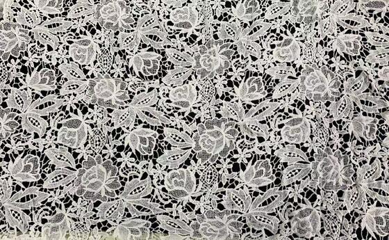 Quality Polyester milk yarn Water Soluble Embroider Fabric, Rose Floral Hollow Lace Fabric for Dresses factory