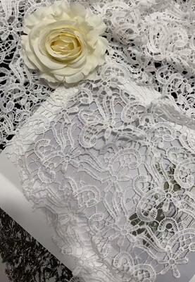 Quality White Milk Yarn Water‑Soluble Embroidery Fabric,Geometric Floral Hollow  Lace Fabric Hollow Embroidery for Dress & Wedding factory
