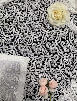 Quality White Milk Yarn Water‑Soluble Embroidery Fabric,Geometric Floral Hollow  Lace Fabric Hollow Embroidery for Dress & Wedding factory