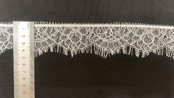 Quality 5cm Width Pure Nylon Hollow Floral Eyelash Lace Trim for Wedding Dresses and Home Decor factory
