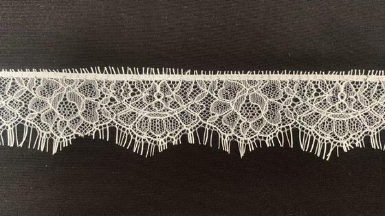 Quality 5cm Width Pure Nylon Hollow Floral Eyelash Lace Trim for Wedding Dresses and Home Decor factory
