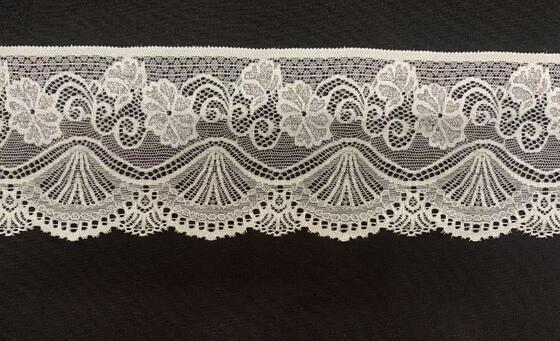 Quality 10cm Width Stretch Lace Trim with Scalloped Edge and Spandex Nylon Blend for Apparel and Home Decor factory