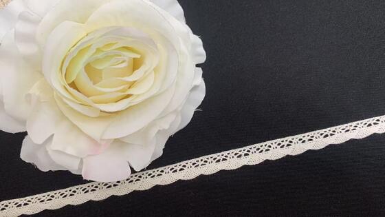 Quality 1cm Width Cotton Crochet Lace Trim with Wavy Scalloped Border and Unique Hollow Pattern for Dress Lingerie Craft Decor factory