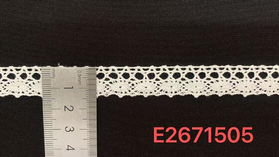 Quality 1.5cm Width Cotton Crochet Lace Trim with Orderly Round Hollow Holes Soft Breathable for Dress Sewing factory