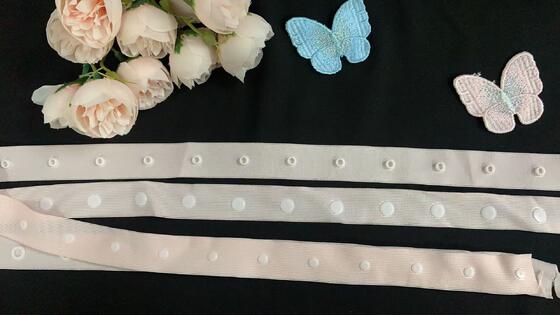 Quality Baby Garment Snap button Tape, Polyester/nylon Press‑Stud Ribbon for Infant Wear & Coat factory