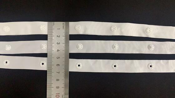 Quality Factory wholesaler 30*30mm/75*75mm Polyester /nylon Snap Button Tape for Baby Infant Wear and  Jacket  factory
