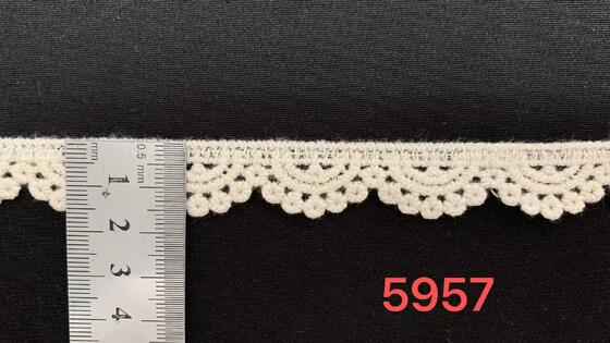 Quality Custom Design Cotton Embroidery Lace with Scalloped Edge and 1.5cm Width for Wedding Dresses factory