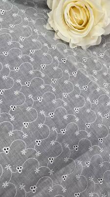 Quality Cotton Eyelet Embroidery Fabric, Hollow Floral Circle Cut‑Work Fabric for Dress Blouse Sewing factory