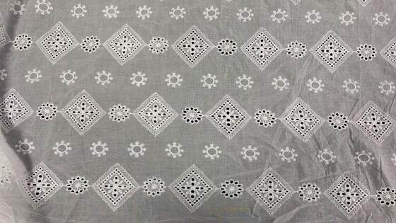 Quality Vintage Diamond Sunflower Eyelet Cutwork Cotton Fabric, Breathable Hollow Embroidery Fabric for Blouse Skirt factory