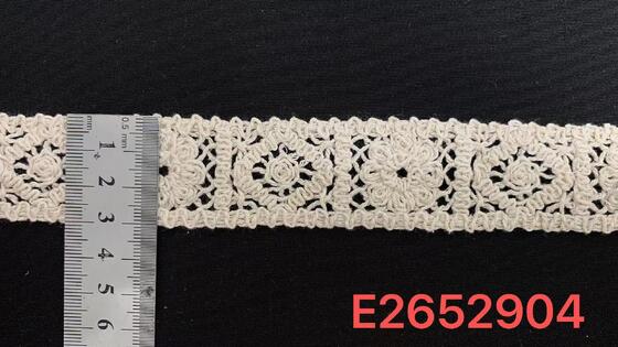 Quality 3cm Width Cotton Lace Trim with Three-dimensional Rose Motif and Square Hollow Grid Base for Garment Trimming factory