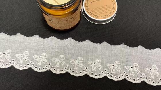Quality Cotton Eyelet Lace Trim with Bow Embroidery Scalloped Edge for Garment Decoration E2662409 factory
