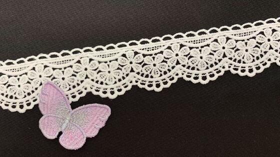 Quality White Polyester Water‑Soluble Lace Trim, Small Floral Embroidered Scalloped Lace for Sewing Apparel & Home Decor factory