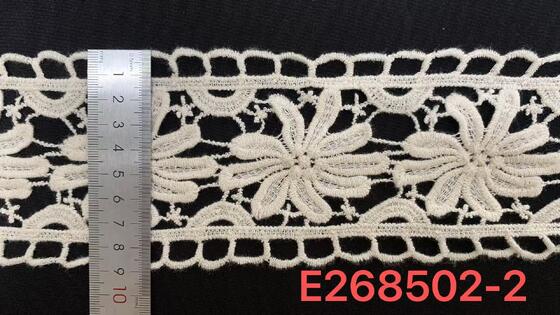 Quality Premium 100% Cotton Water Soluble Lace Trim with Scalloped Edge and Customizable Length for Bridal Gowns factory