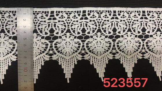 Quality 12.3cm Width Milk Yarn Lace Trim with Unique Heart Pattern and Soft Smooth Handfeel for Boutique Dresses factory