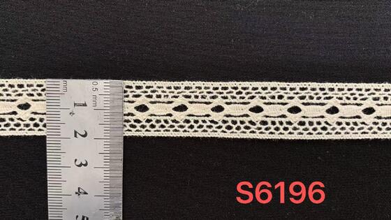Quality Factory Bulk Wholesale 100% Cotton Crochet Lace Trim 7577 & S6196 | 2.2‑2.3cm Hollow Lace for Garment Mass Production factory