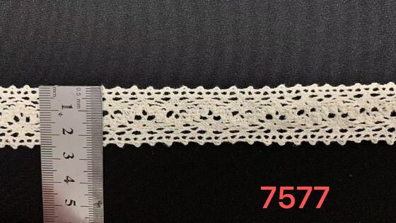 Quality Factory Bulk Wholesale 100% Cotton Crochet Lace Trim 7577 & S6196 | 2.2‑2.3cm Hollow Lace for Garment Mass Production factory