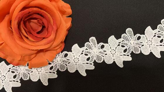 Quality 4.5cm Skin-Friendly Milk Silk Floral Lace Ribbon with High Drape and Scalloped Edge for Dresses and Home Decor factory