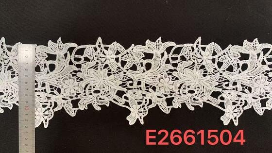 Quality 13cm Width Milk Yarn Lace Trim with Blooming Floral Openwork Pattern and Soft Fine Texture for Couture Apparel factory