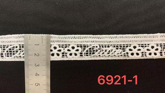 Quality 2.5cm Width Milk Yarn Water Soluble Lace Trim with Special Letter Jacquard Mesh Design and Fine Soft Texture for Fashion Apparel factory