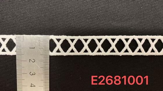 Quality 1.5cm Milk Yarn Water Soluble Lace Trim with Rhombus Geometric Openwork Design Soft Lightweight for Garment and Handicraft factory