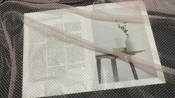 Quality Flocked Mesh Fabric with Pink Dot Pattern Lightweight Breathable Tulle for Dress Blouse Decoration factory