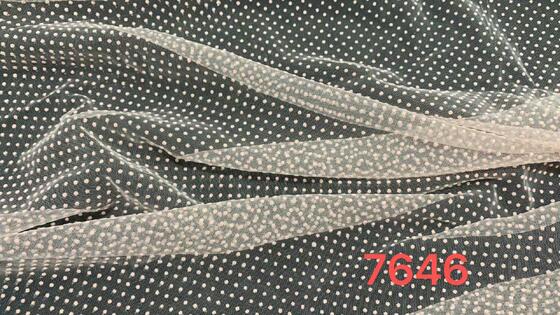 Quality Flocked Mesh Fabric with Pink Dot Pattern Lightweight Breathable Tulle for Dress Blouse Decoration factory
