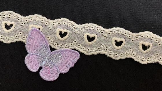 Quality Premium Cotton Chicken Lace Trim with Hollow Heart Pattern and Wavy Scallop Border Lightweight Fabric factory