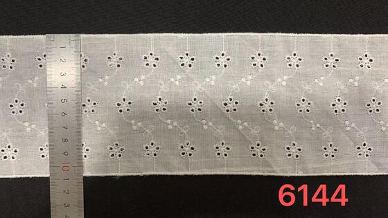 Quality Cotton Eyelet Embroidered Lace Trim with Small Floral Hollow-out Design Soft Breathable Texture Bulk Supply for Dress Blouse Garment Sewing factory