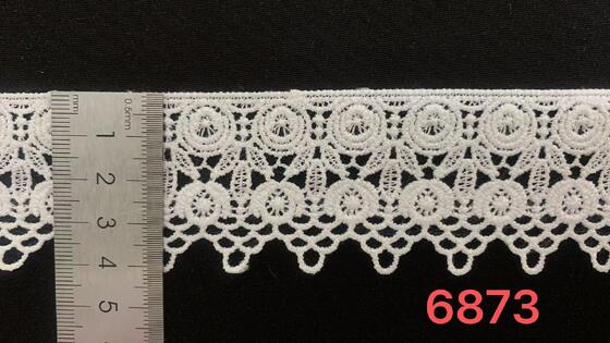 Quality 4cm Width Milk Yarn Lace Trim with Scallop Bottom Edge and Fine Hollow Texture for Garment Trimming factory