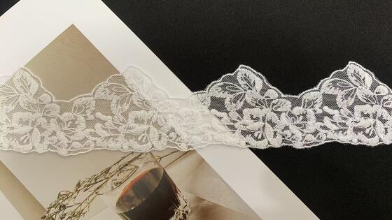 Quality 6cm Width Milk Yarn Lace Trim with Elegant Floral Design and Wavy Scalloped Border for Dress Decoration factory