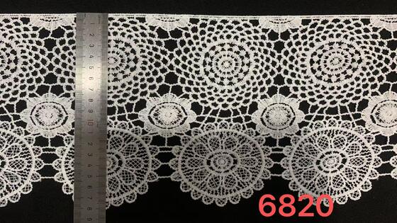 Quality 18cm Width Milk Yarn Lace Trim with Multi-tier Circular Rosette Motifs and Large-width Hollow Lace for Dress Hem Decoration factory